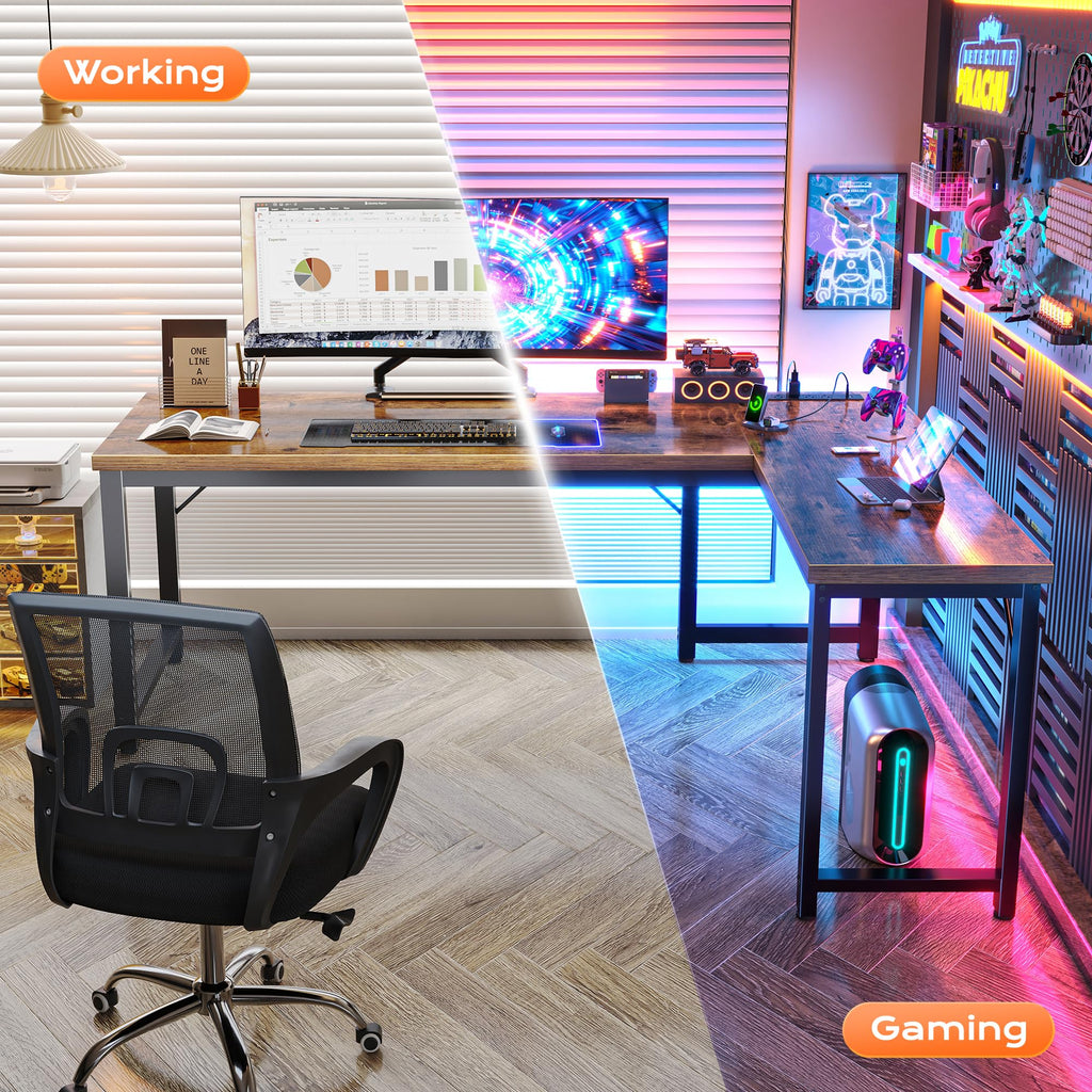 63 Inch L Shaped Desk with Power Outlets N9978