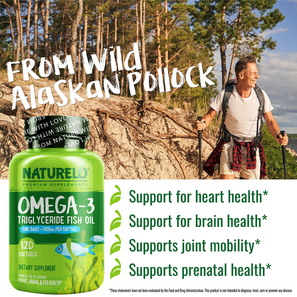 Omega 3 Fish Oil Supplement 1100mg 120 Softgels C767670