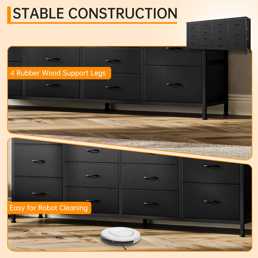63 Inch Dresser with 14 Fabric Drawers T698803