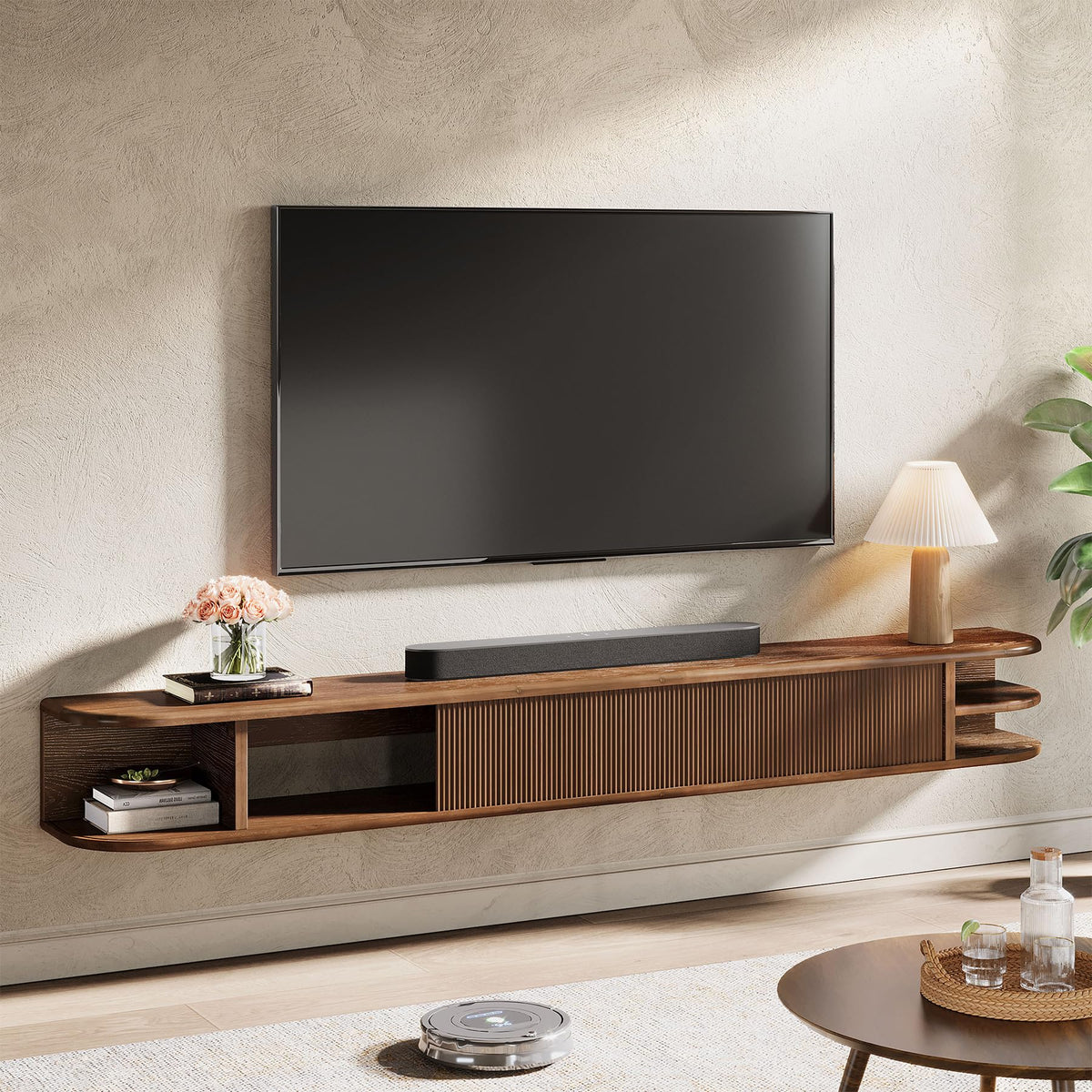 71" Solid Wood Floating TV Stand G85268