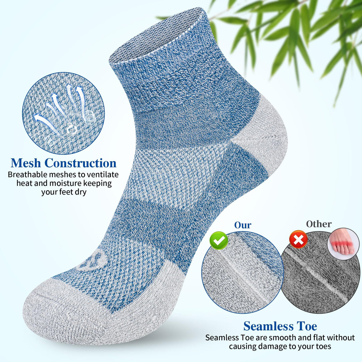 Diabetic Socks for Men, 12 Pairs Ankle & Low Cut Size 9-15 B507855