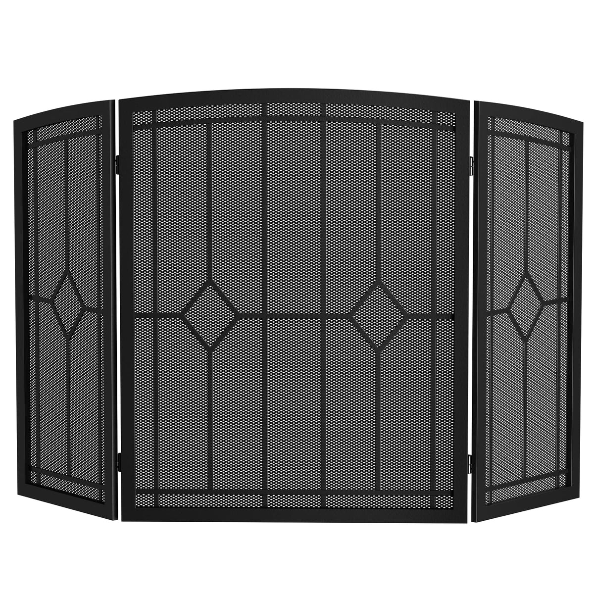 Wrought Iron Fireplace Screen 48"x30" Black Spark Guard S94068