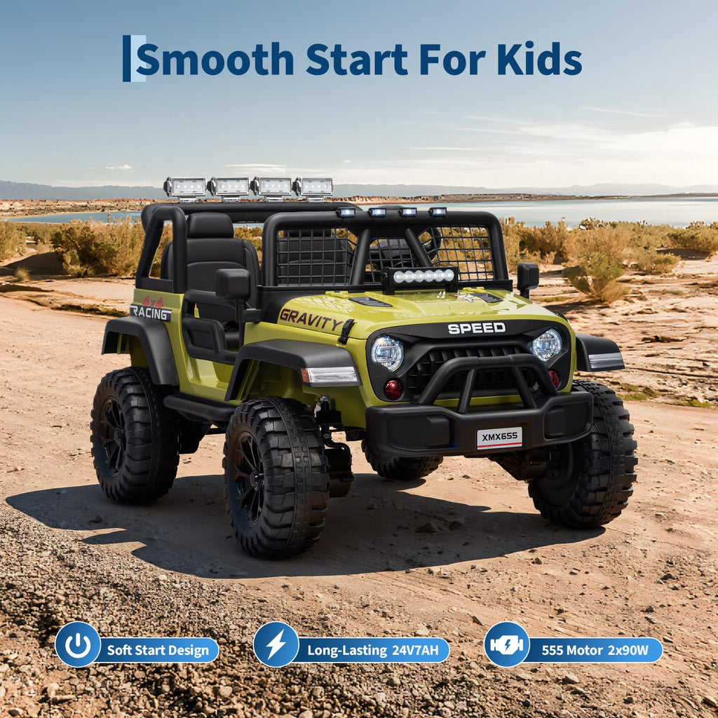 24V 2-Seater Kids Electric Truck with Parent Remote Control, Green K70497