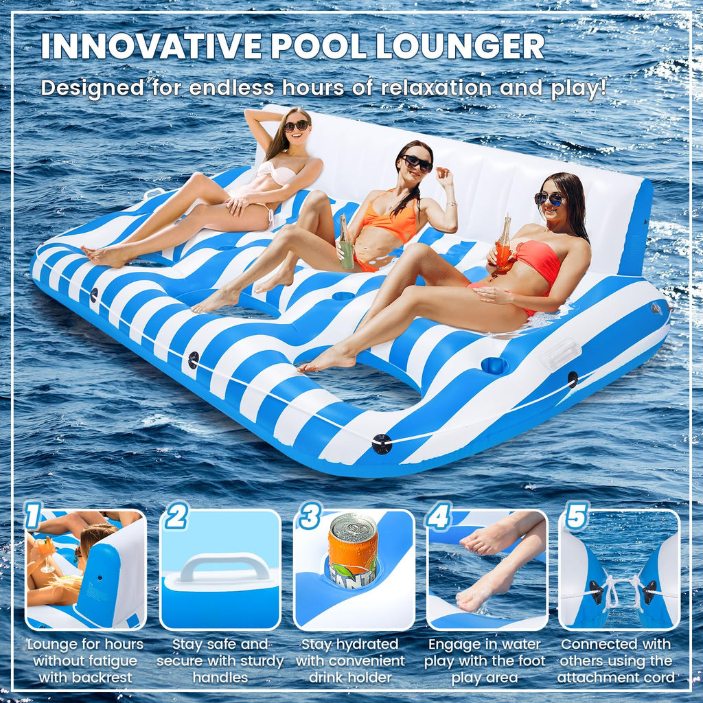 Inflatable Pool Lounger Float with Handles and Cup Phone Holder T581